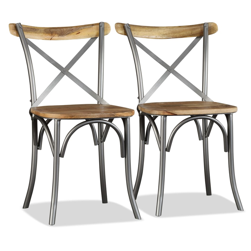 Dining Chairs 4 pcs vidaXL Solid Mango Wood and Steel Cross Back by vidaXL