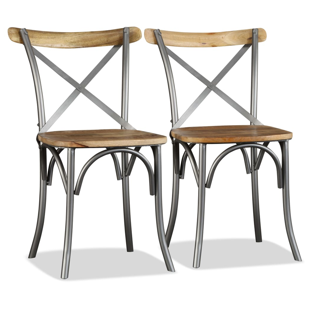Dining Chairs 4 pcs vidaXL Solid Mango Wood and Steel Cross Back by vidaXL