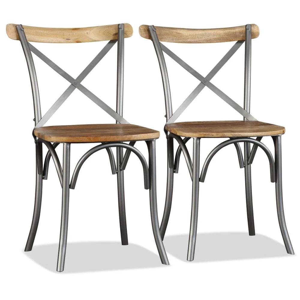 vidaXL Dining Chairs 4 pcs vidaXL Solid Mango Wood and Steel Cross Back - Uncategorized Dining Chairs
