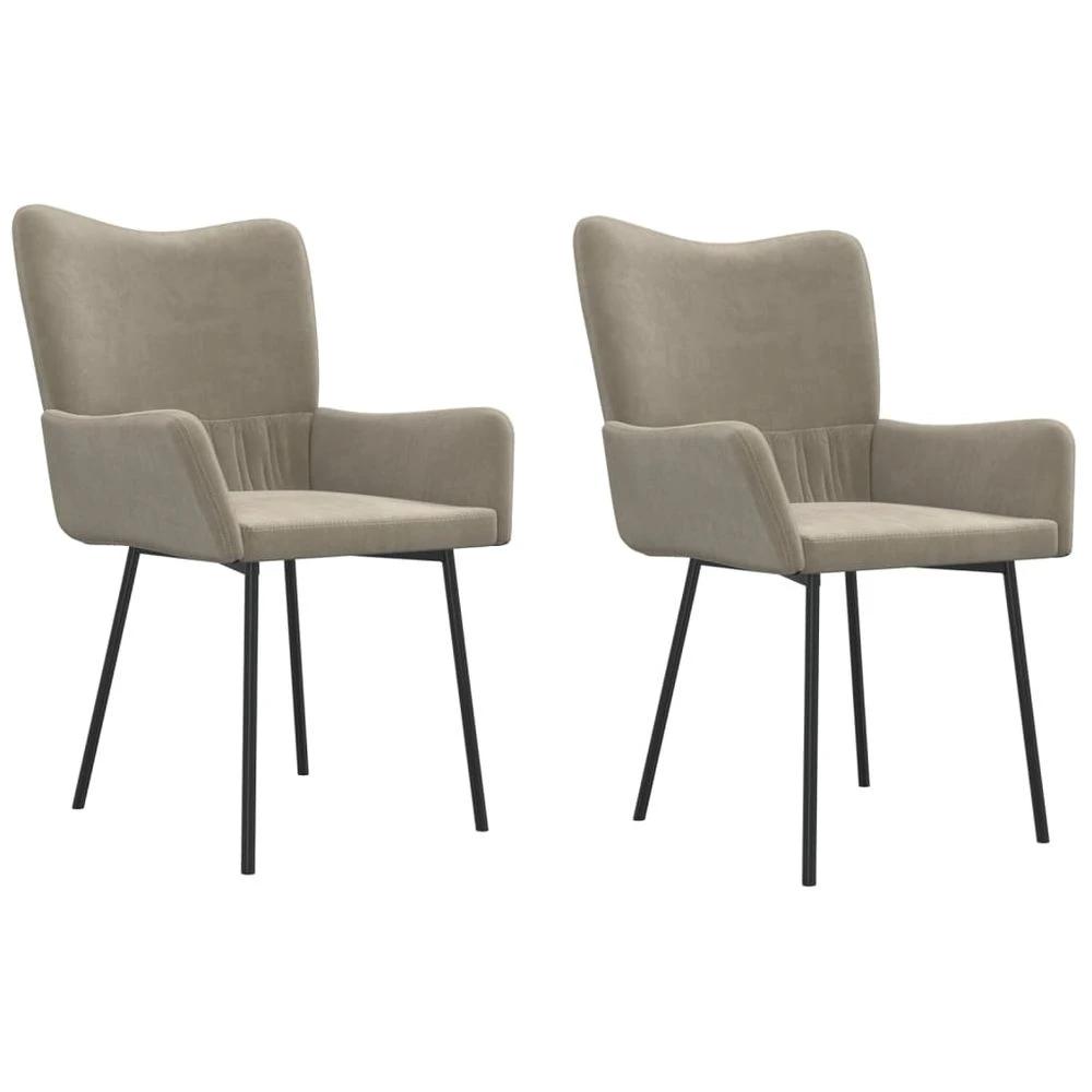 Dining Chairs 2 pcs vidaXL Light Grey Velvet by vidaXL