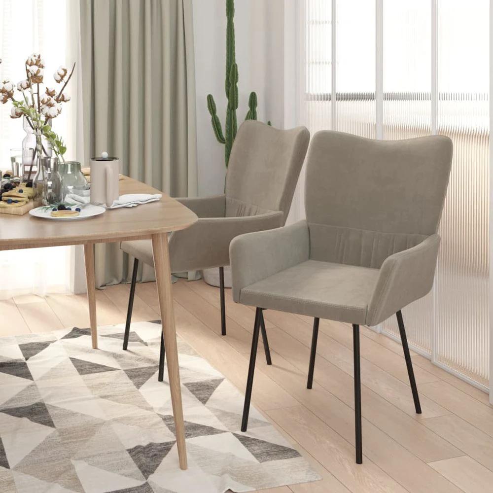 Dining Chairs 2 pcs vidaXL Light Grey Velvet by vidaXL