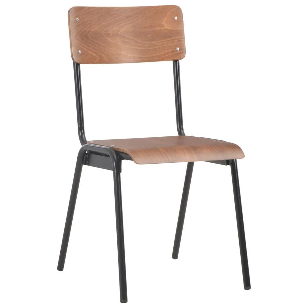 Dining Chairs 4 pcs vidaXL Brown Solid Plywood Steel by vidaXL