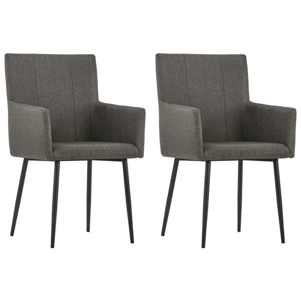 vidaXL Dining Chairs with Armrests 2 pcs vidaXL Taupe Fabric - Uncategorized Dining Chairs