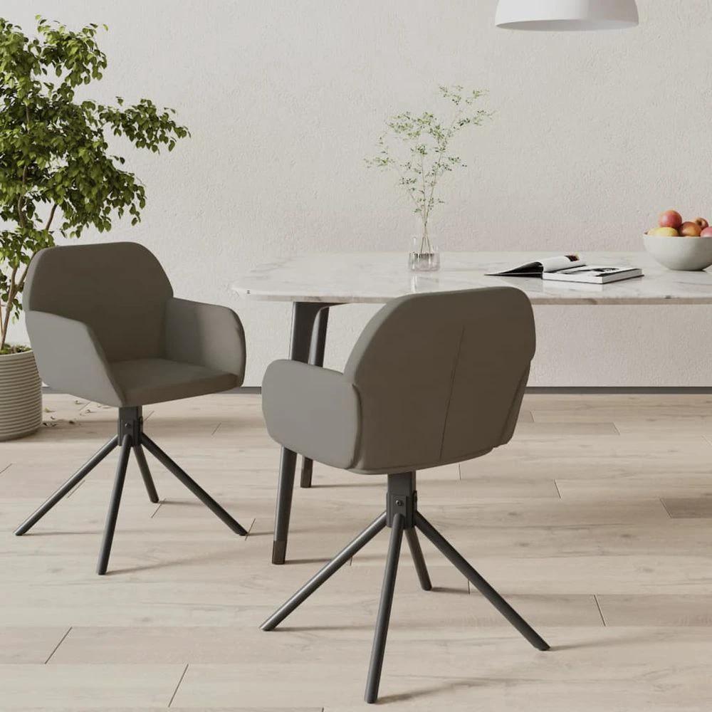 vidaXL Swivel Dining Chairs 2 pcs vidaXL Dark Grey Velvet - Uncategorized Dining Chairs