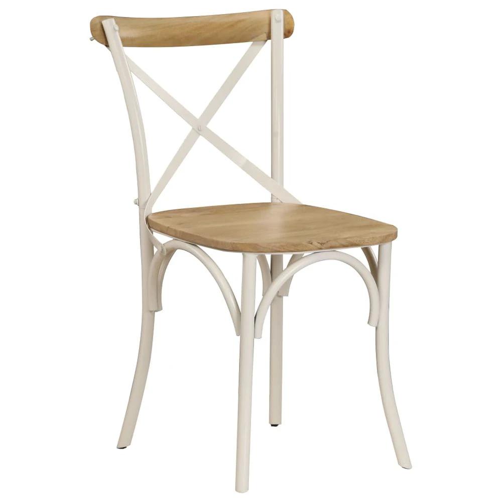 vidaXL Cross Chairs 4 pcs White vidaXL Solid Mango Wood - Uncategorized Dining Chairs
