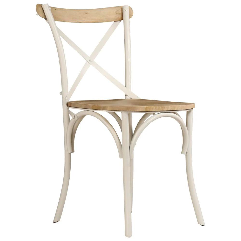 vidaXL Cross Chairs 4 pcs White vidaXL Solid Mango Wood - Uncategorized Dining Chairs