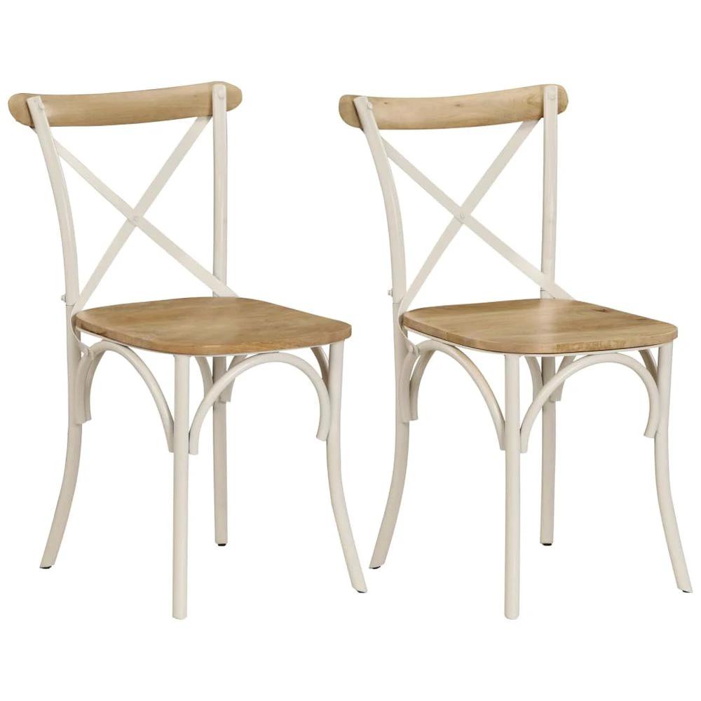 vidaXL Cross Chairs 4 pcs White vidaXL Solid Mango Wood - Uncategorized Dining Chairs