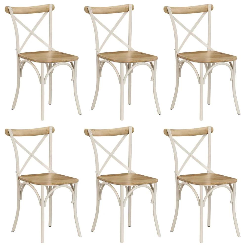 vidaXL Cross Chairs 4 pcs White vidaXL Solid Mango Wood - Uncategorized Dining Chairs