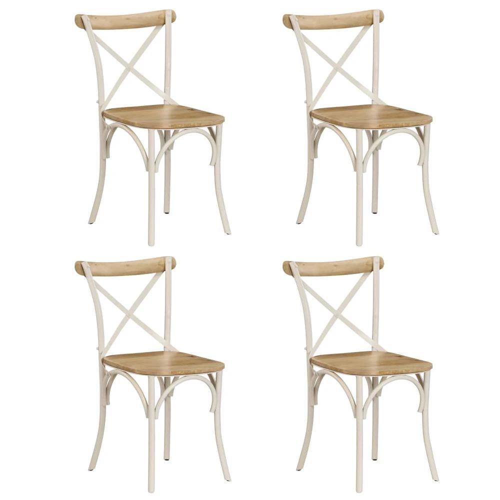 vidaXL Cross Chairs 4 pcs White vidaXL Solid Mango Wood - Uncategorized Dining Chairs