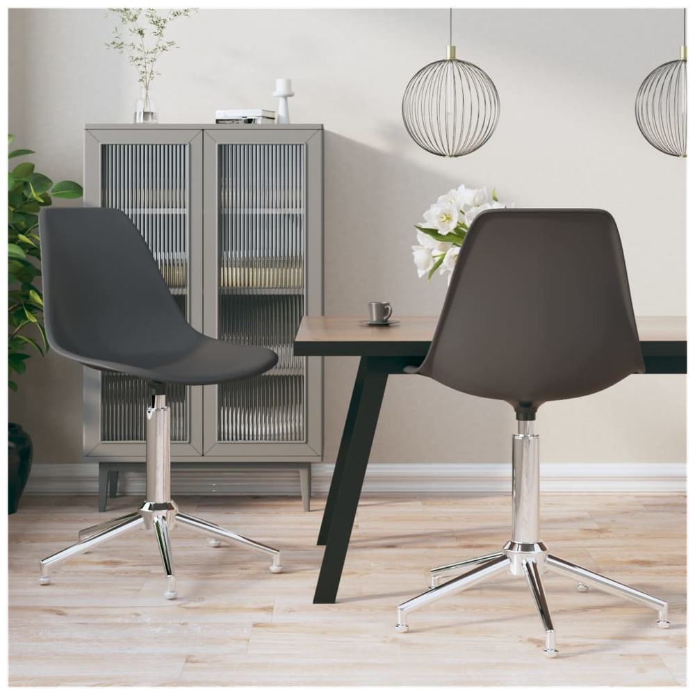 vidaXL Swivel Dining Chairs 2 pcs vidaXL Light Grey PP - Uncategorized Dining Chairs