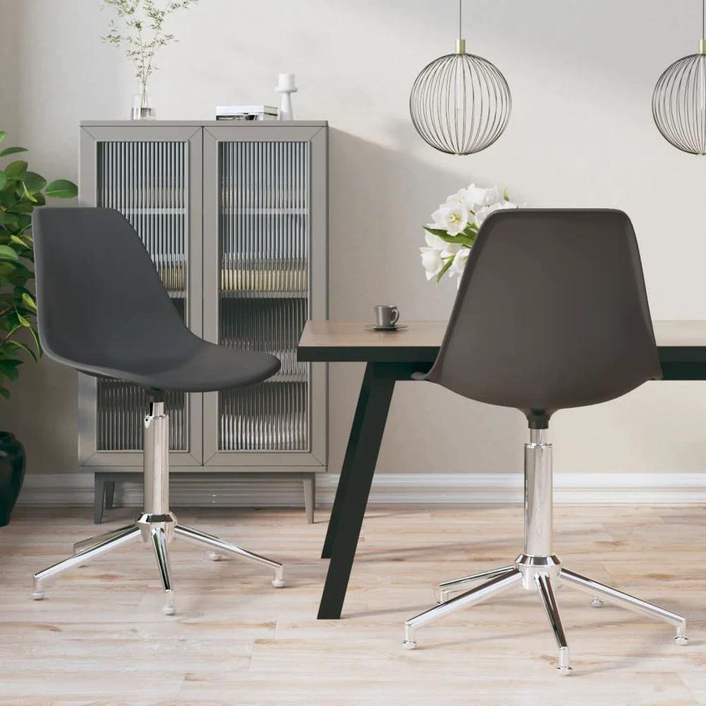 vidaXL Swivel Dining Chairs 2 pcs vidaXL Light Grey PP - Uncategorized Dining Chairs