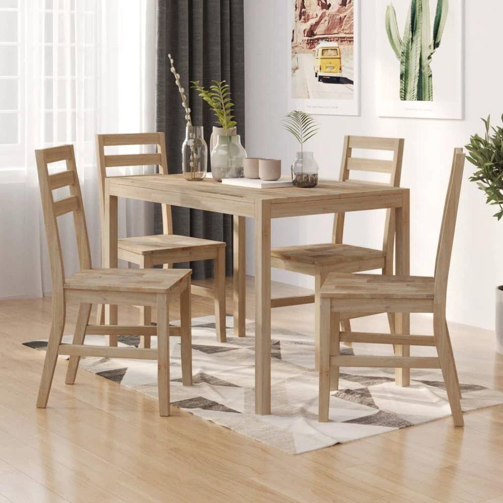 vidaXL 5 Piece vidaXL Dining Set Solid Wood Acacia - Uncategorized Dining Set