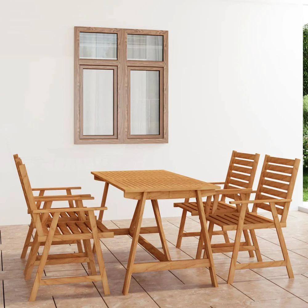 vidaXL 5 Piece vidaXL Garden Dining Set Solid Acacia Wood - Uncategorized Dining Set