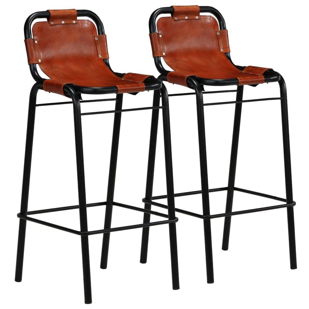 vidaXL Bar Set 3 Pieces vidaXL Solid Reclaimed Wood and Genuine Goat Leather - Uncategorized Dining Set