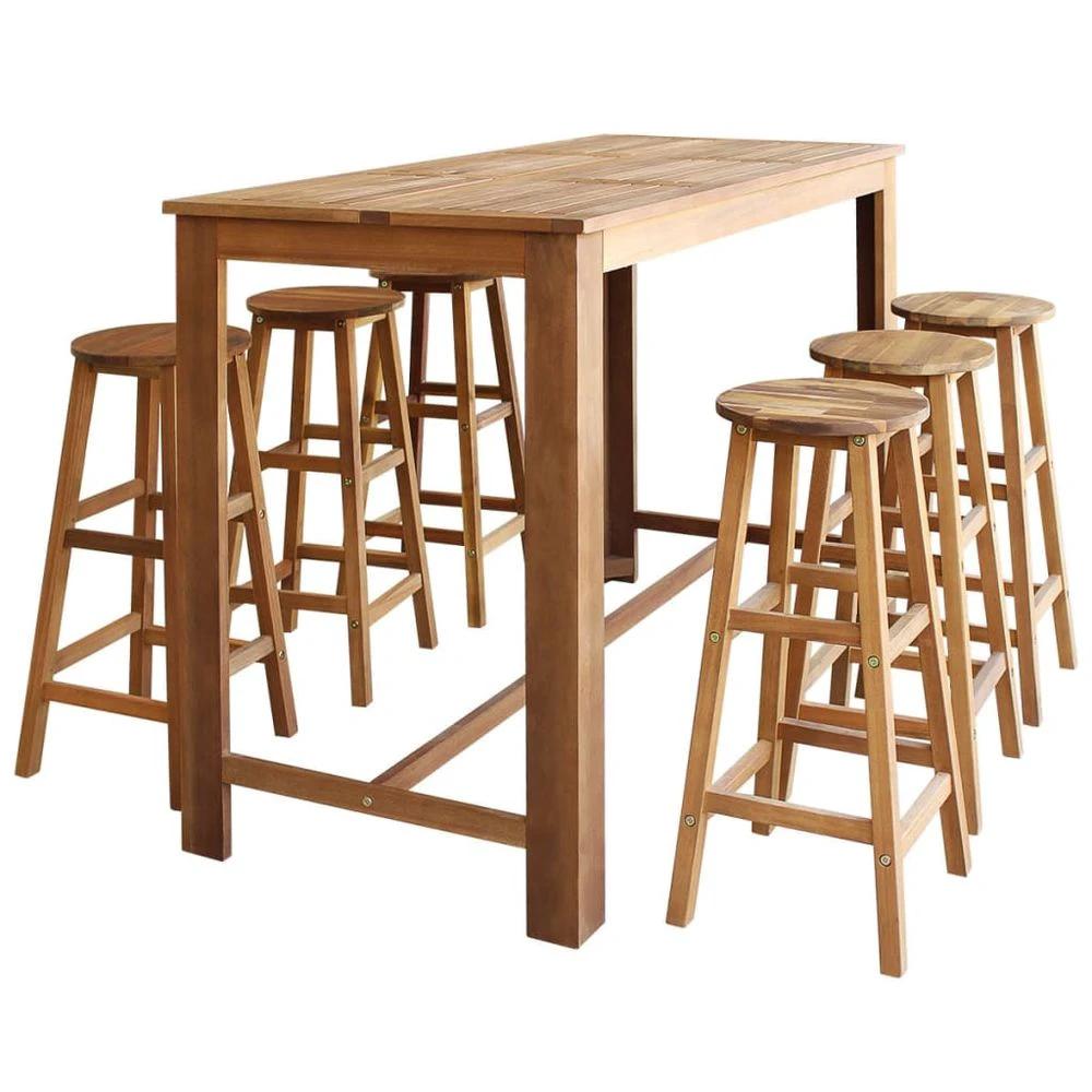 Bar Table and Stool Set 3 Pieces vidaXL Solid Acacia Wood by vidaXL