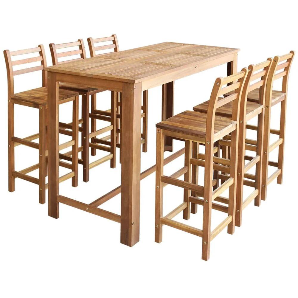 vidaXL Bar Table and Chair Set 3 Pieces vidaXL Solid Acacia Wood - Uncategorized Dining Set