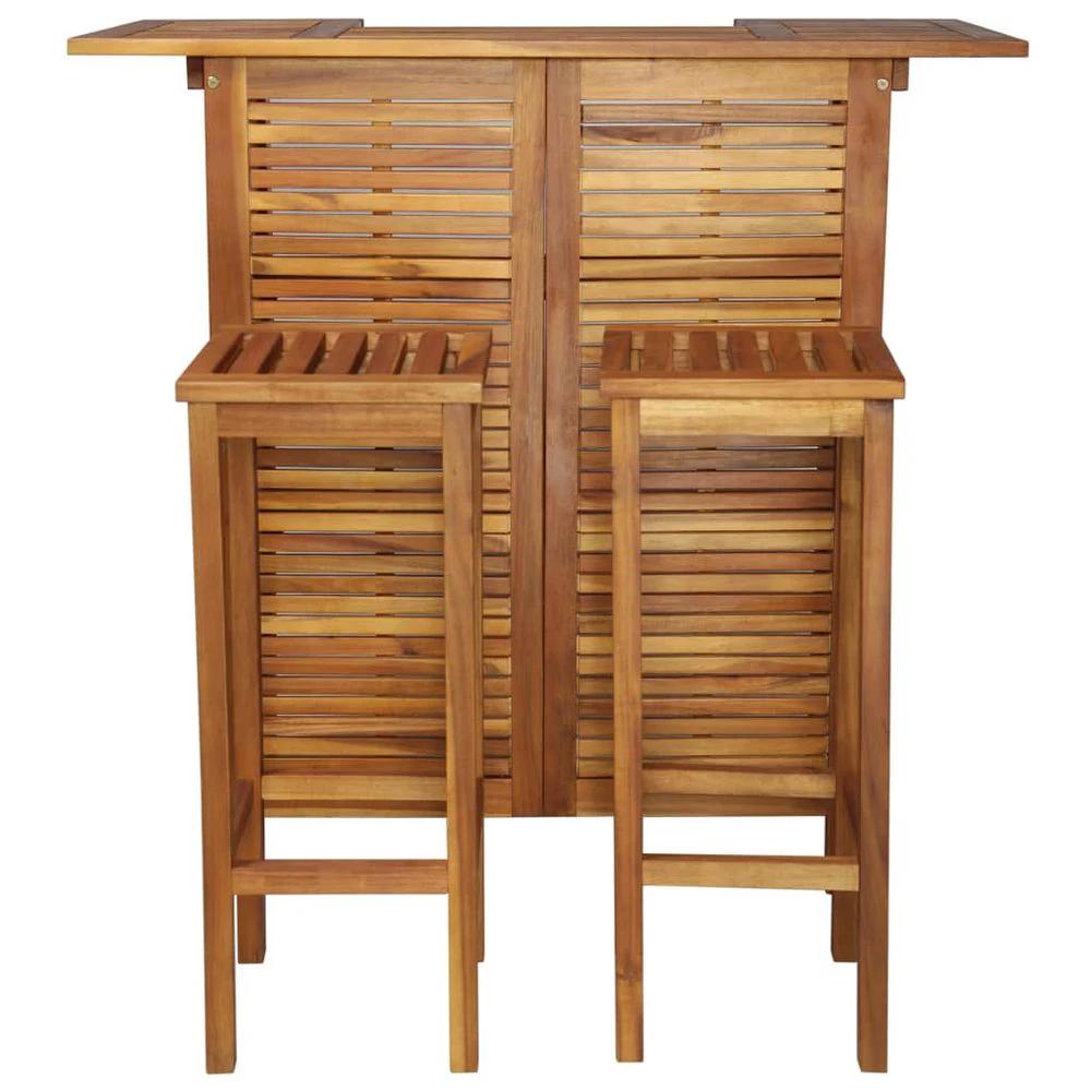 Bar Table and Chair Set 3 Pieces vidaXL Solid Acacia Wood by vidaXL