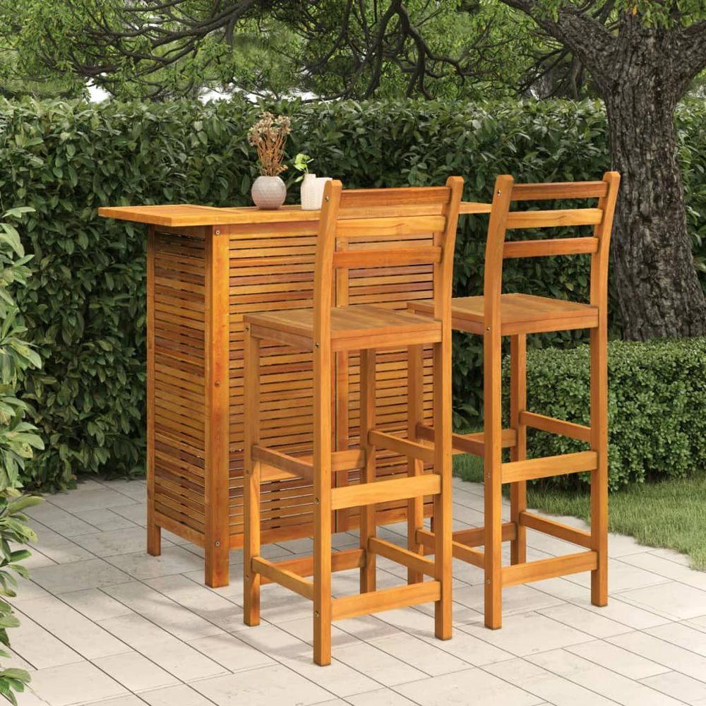 Bar Table and Chair Set 3 Pieces vidaXL Solid Acacia Wood by vidaXL