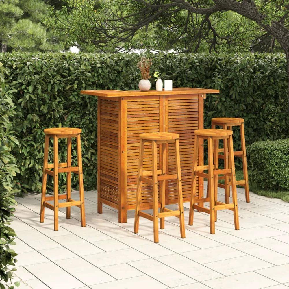 Bar Table and Chair Set 3 Pieces vidaXL Solid Acacia Wood by vidaXL