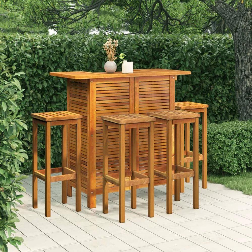 vidaXL Bar Table and Chair Set 3 Pieces vidaXL Solid Acacia Wood - Uncategorized Dining Set