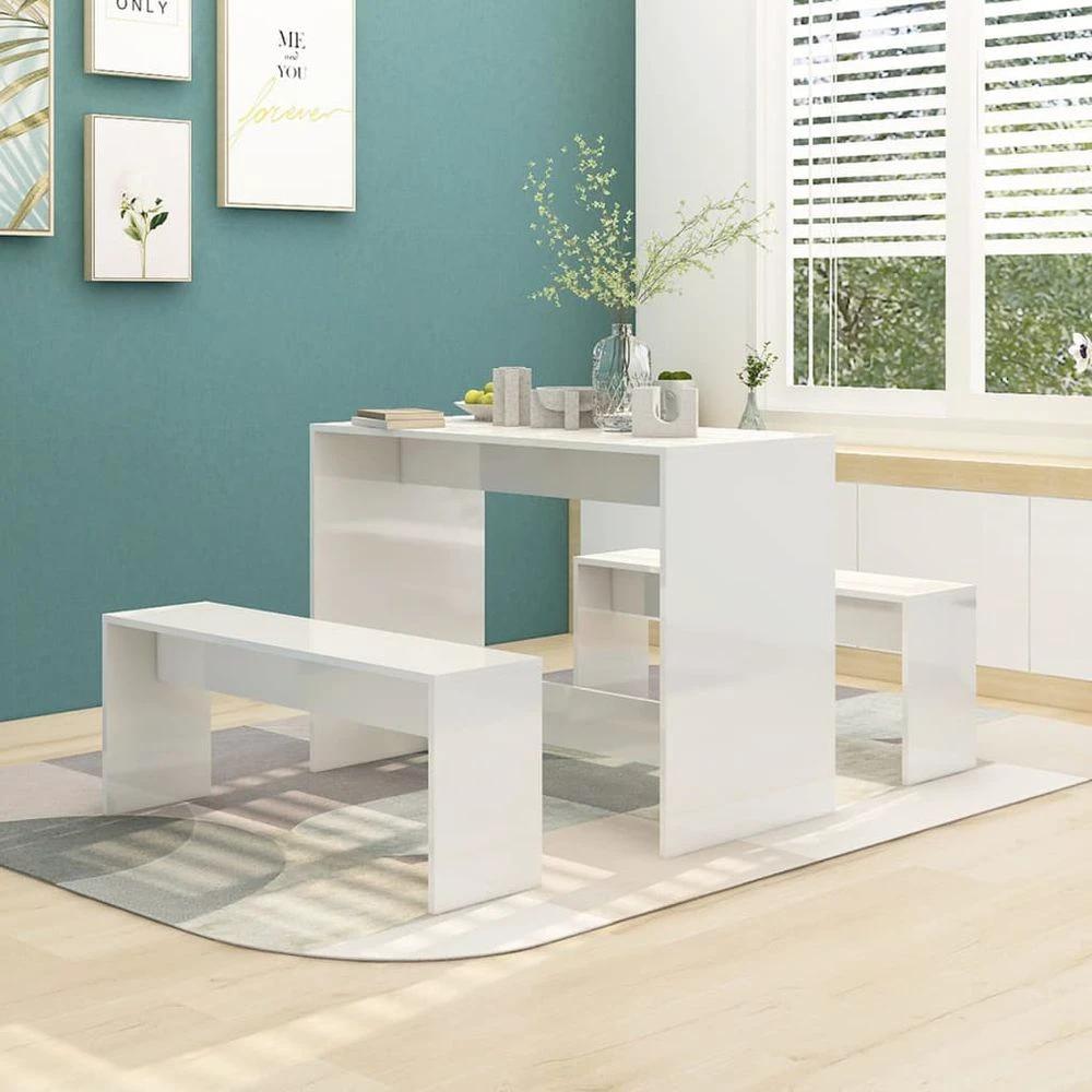 vidaXL 3 Piece vidaXL Dining Set Smoked Oak Engineered Wood - Uncategorized Dining Set