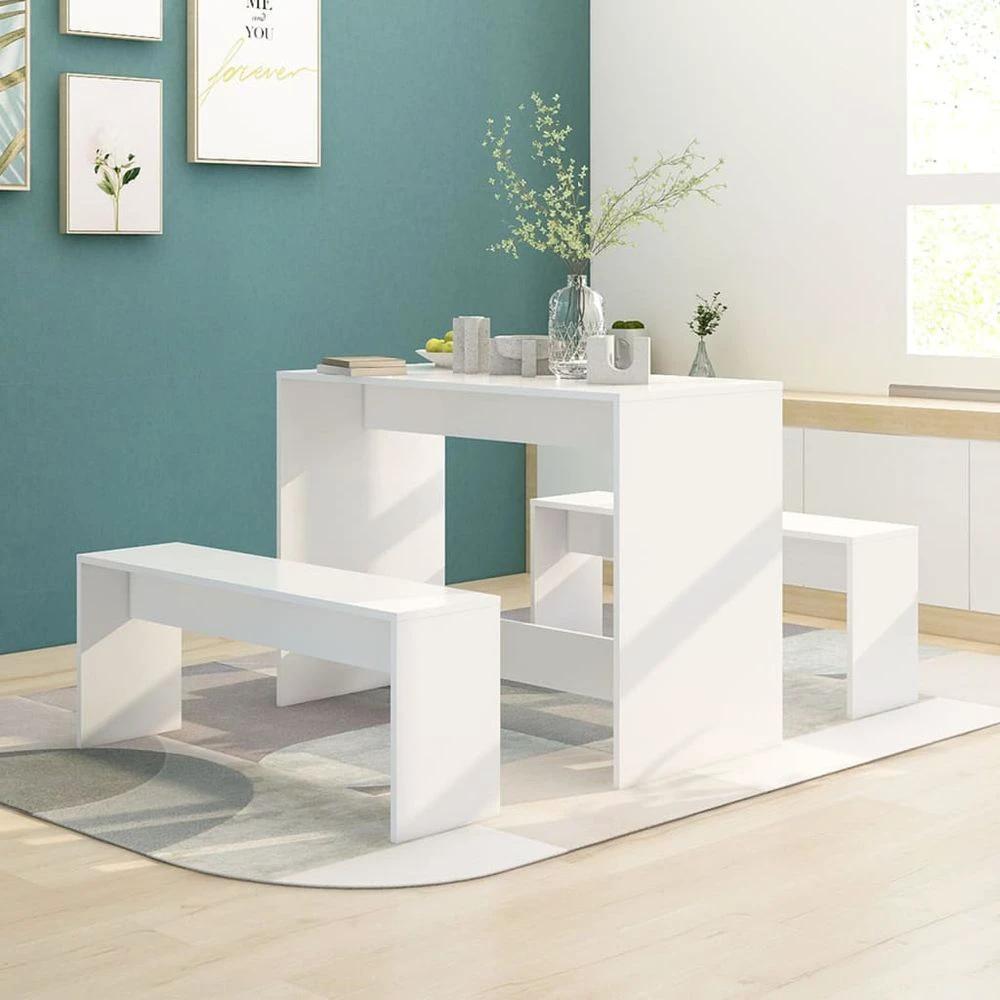 vidaXL 3 Piece vidaXL Dining Set Smoked Oak Engineered Wood - Uncategorized Dining Set