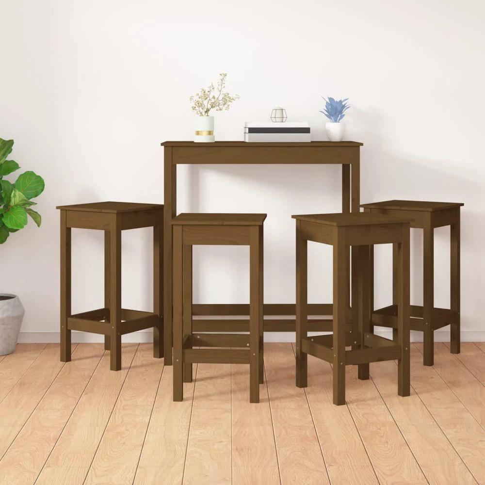 vidaXL 5 Piece Bar Set Honey Brown Solid Wood Pine by vidaXL