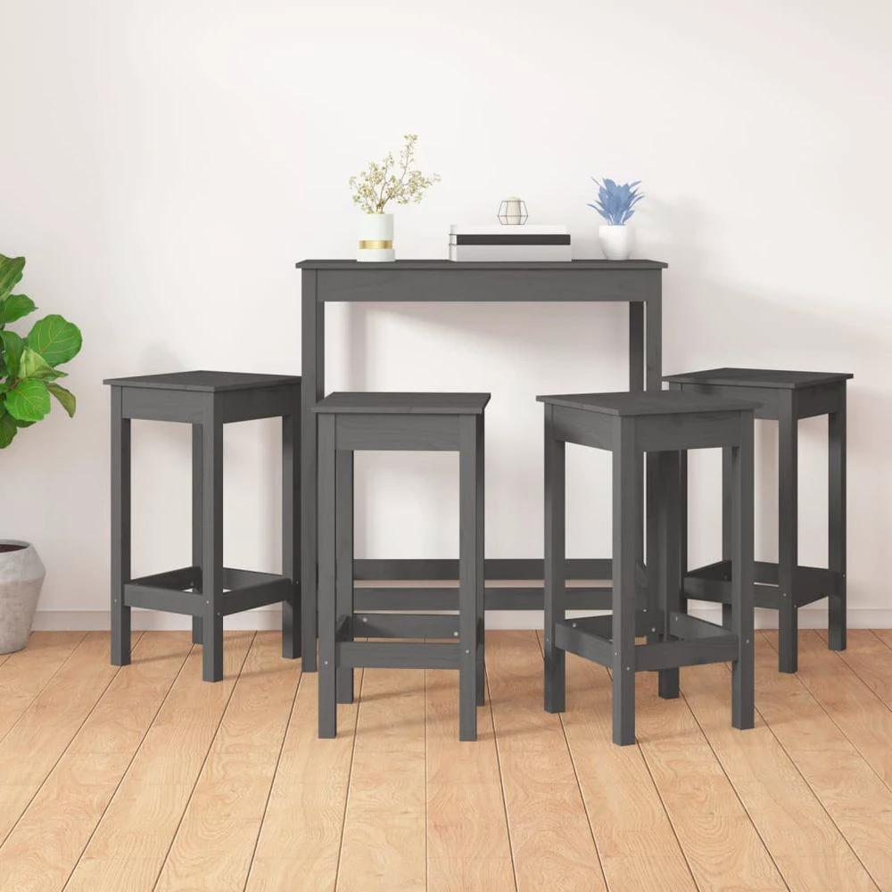 vidaXL 5 Piece Bar Set Honey Brown Solid Wood Pine by vidaXL