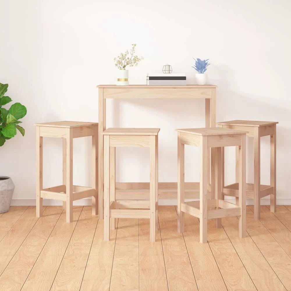 vidaXL 5 Piece Bar Set Honey Brown Solid Wood Pine by vidaXL