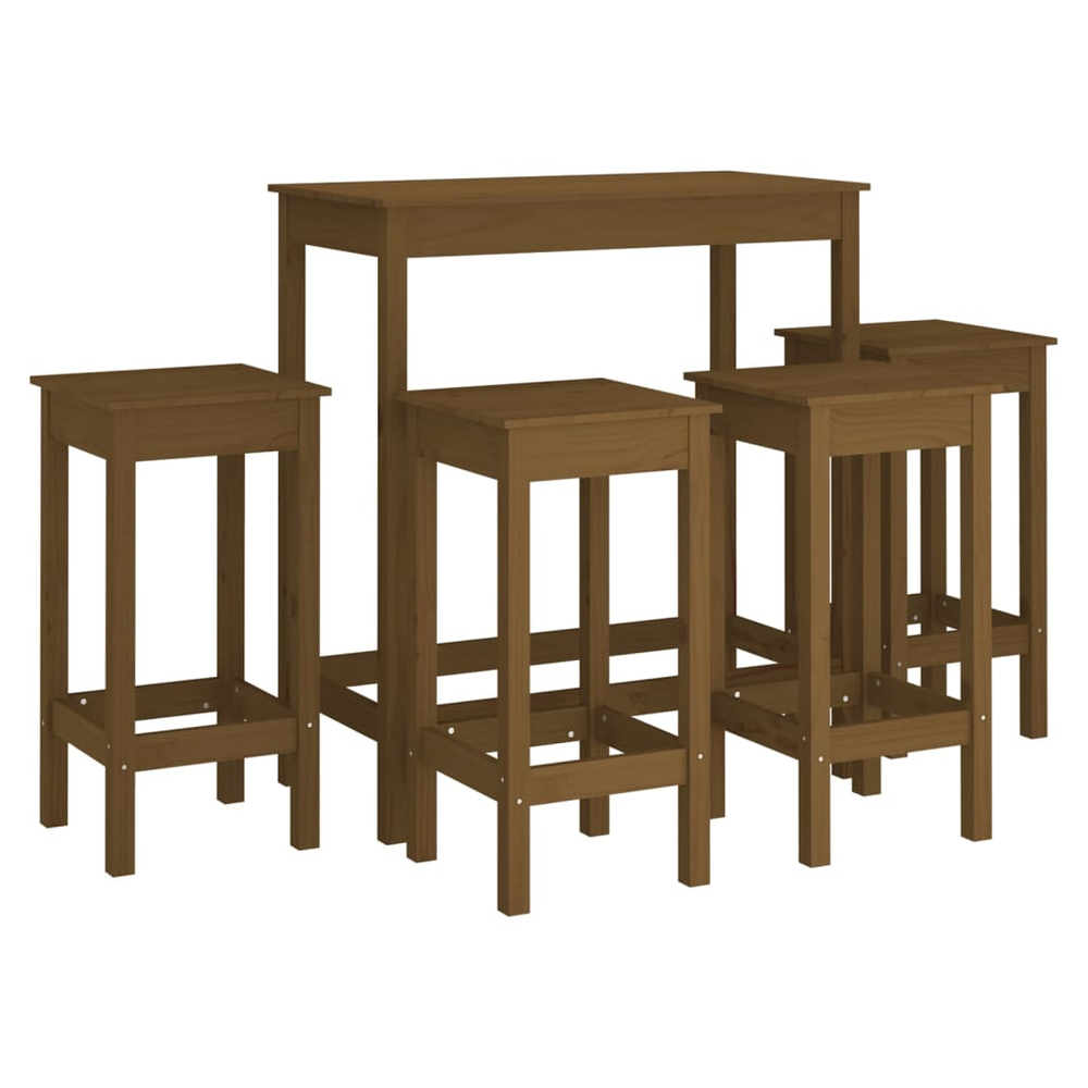 vidaXL 5 Piece Bar Set Honey Brown Solid Wood Pine by vidaXL