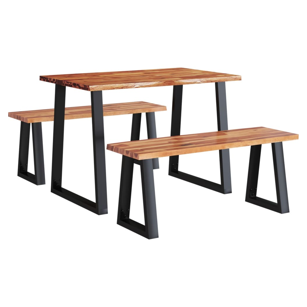 3 Piece vidaXL Dining Set with Live Edge Solid Wood Acacia by vidaXL