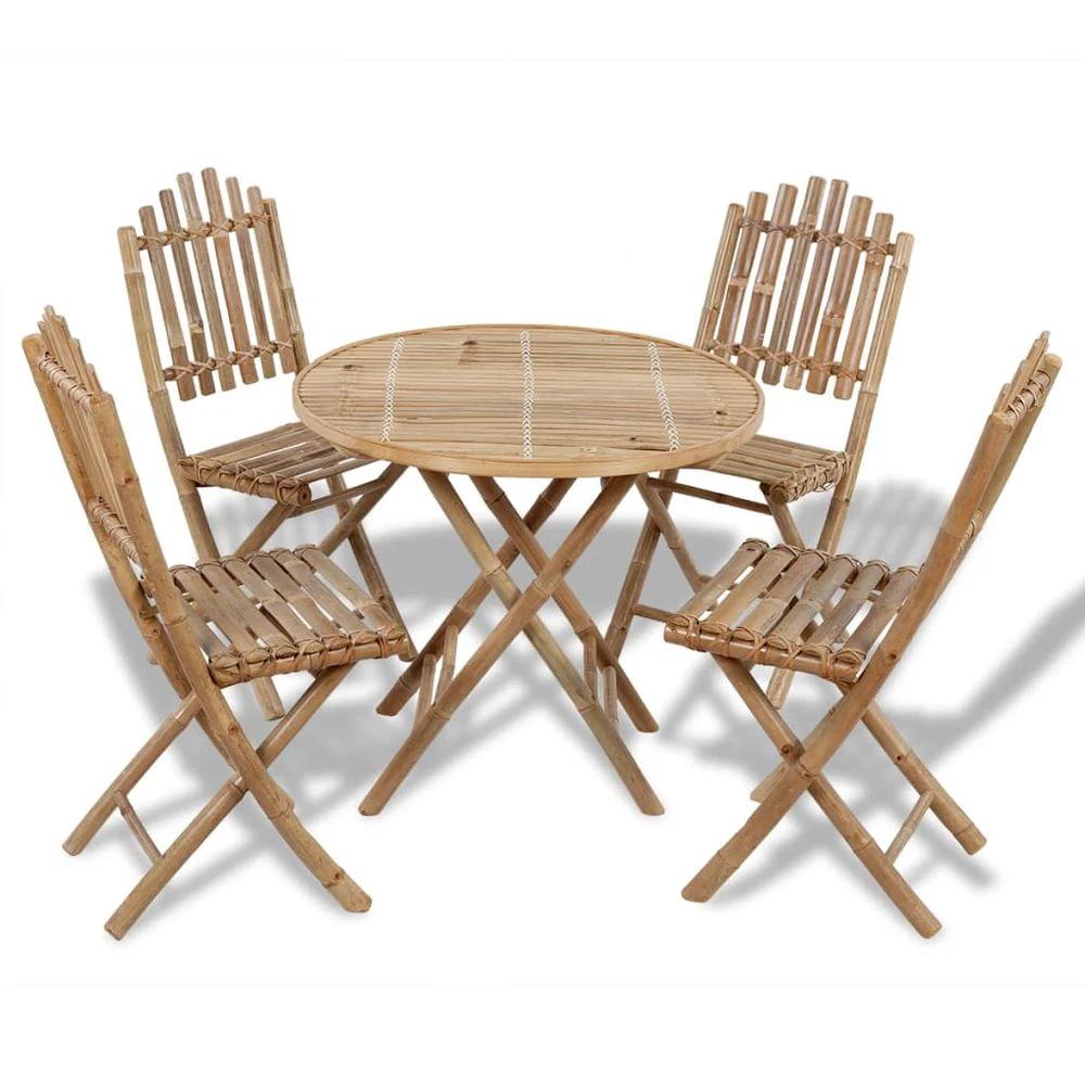 5 Piece vidaXL Folding Outdoor Dining Set Bamboo by vidaXL