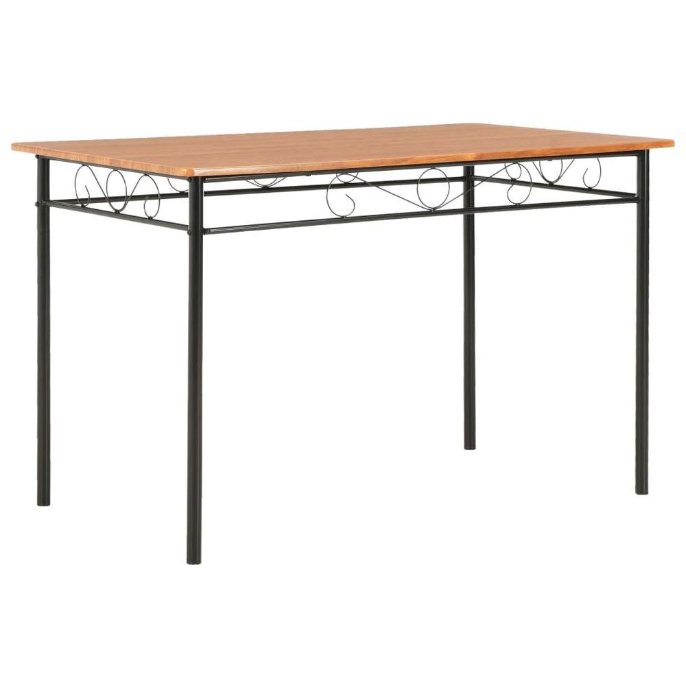 vidaXL 7 Piece Dining Set MDF and Steel Brown - Dining Set