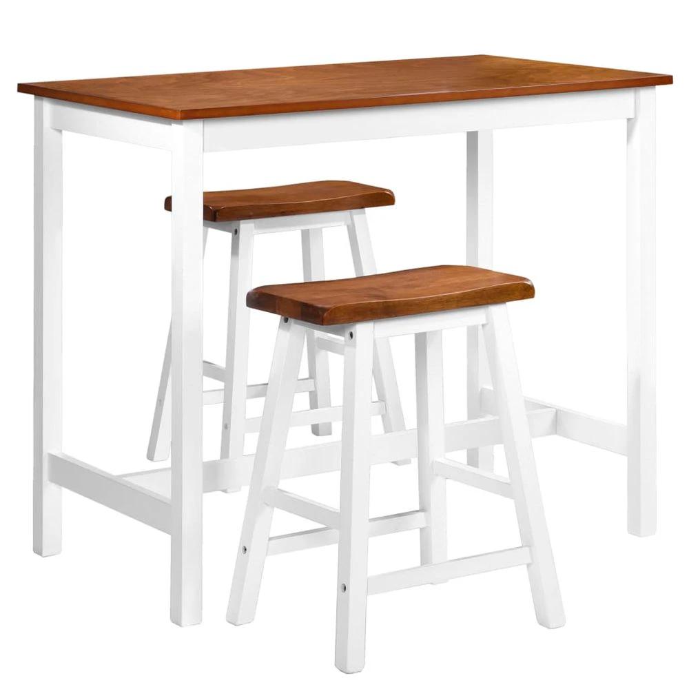 vidaXL Bar Table and Stool Set 3 Pieces vidaXL Solid Wood - Uncategorized Dining Set