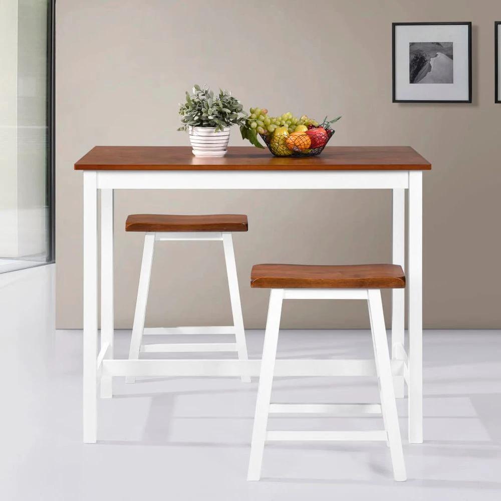 vidaXL Bar Table and Stool Set 3 Pieces vidaXL Solid Wood - Uncategorized Dining Set