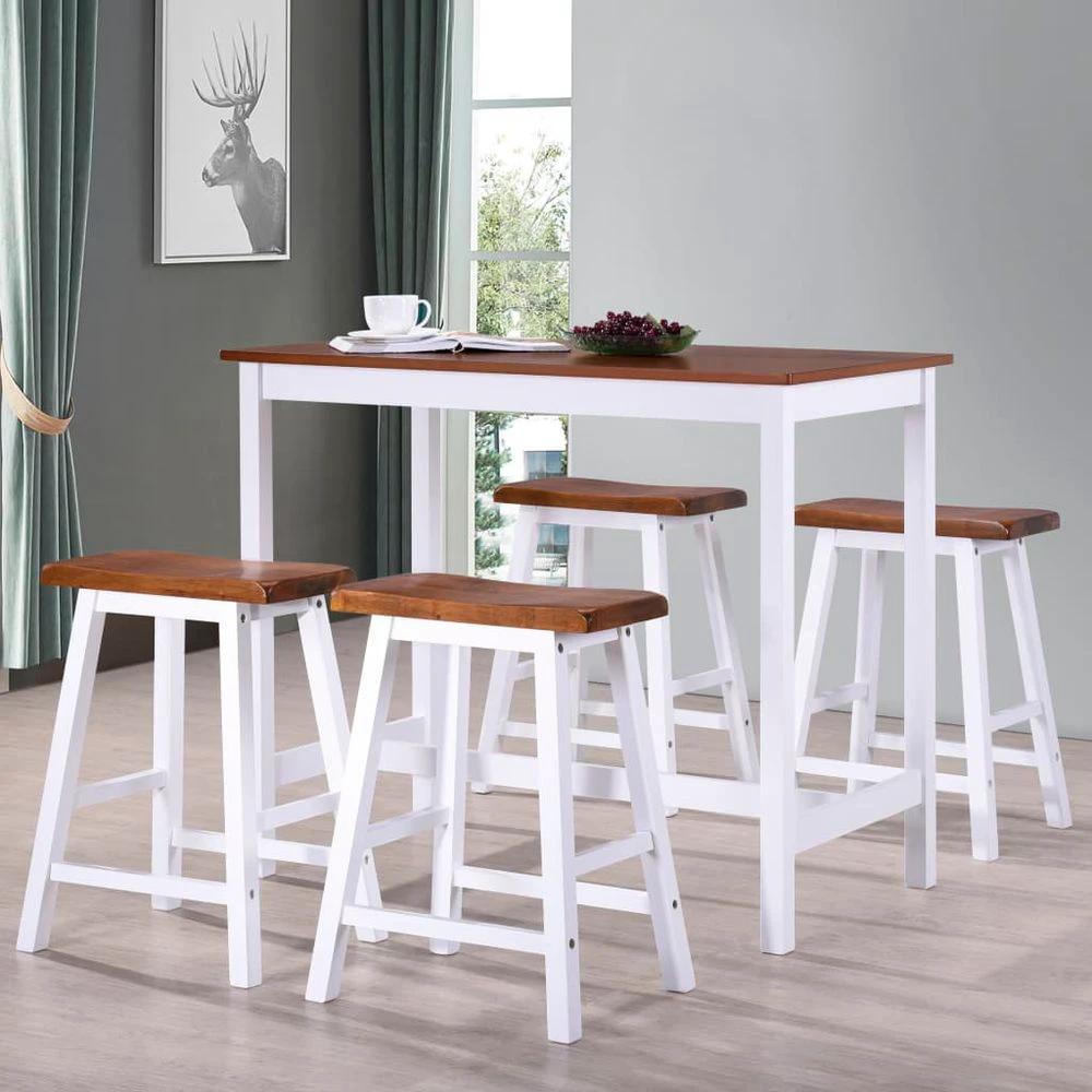 vidaXL Bar Table and Stool Set 5 Pieces vidaXL Solid Wood - Uncategorized Dining Set