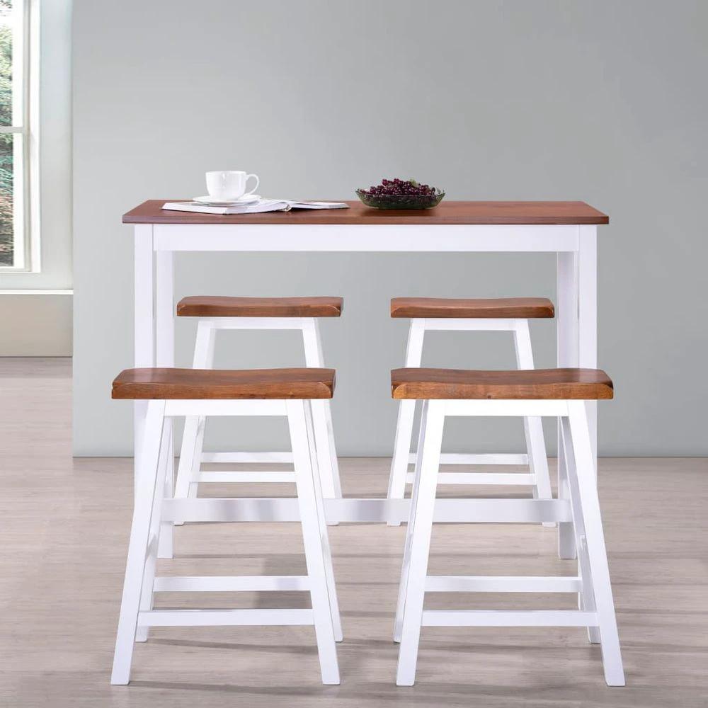 vidaXL Bar Table and Stool Set 5 Pieces vidaXL Solid Wood - Uncategorized Dining Set