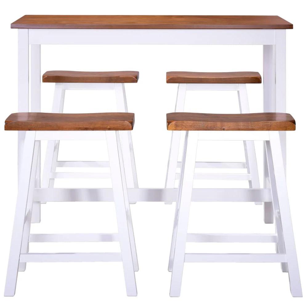 vidaXL Bar Table and Stool Set 5 Pieces vidaXL Solid Wood - Uncategorized Dining Set