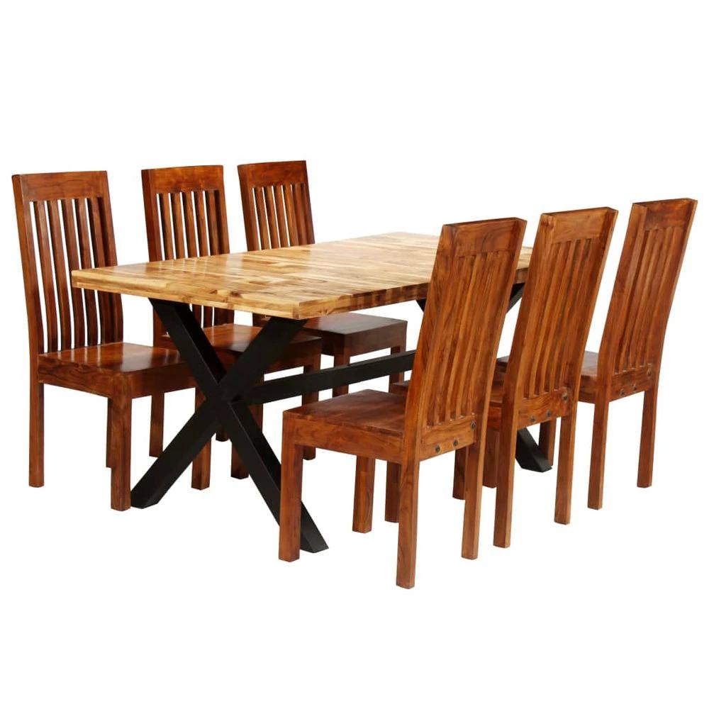vidaXL Dining Table Set 7 Pieces vidaXL Solid Acacia and Mango Wood - Uncategorized Dining Set