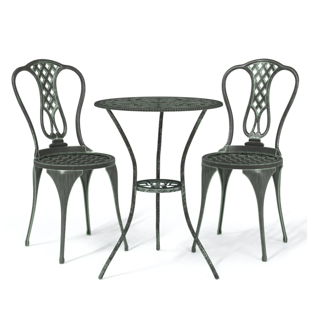 vidaXL 3 Piece vidaXL Bistro Set Cast Aluminium Green - Uncategorized Dining Set