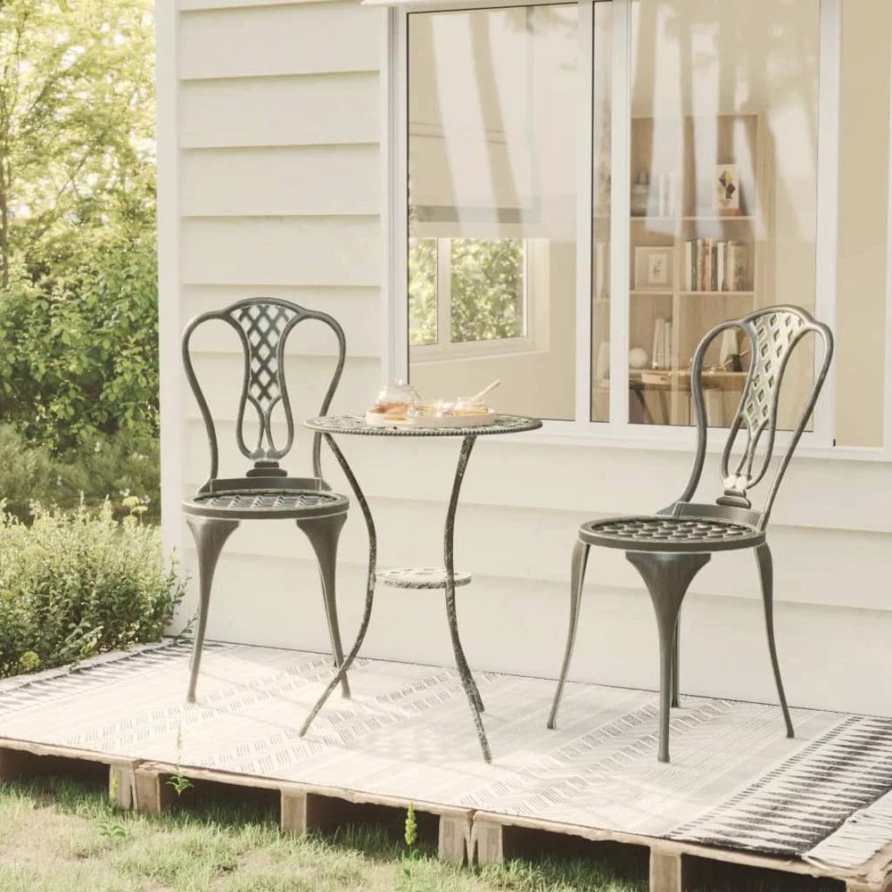 vidaXL 3 Piece vidaXL Bistro Set Cast Aluminium Green - Uncategorized Dining Set