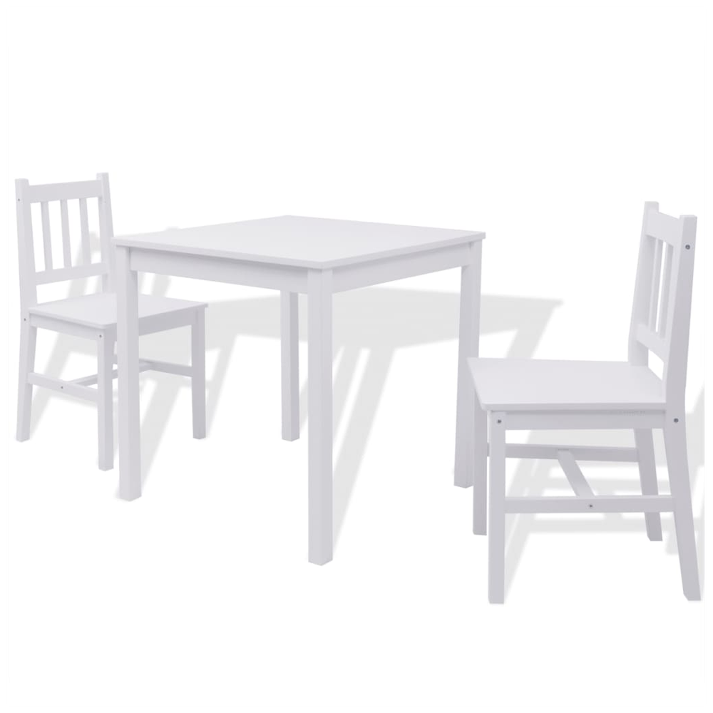 Three Piece Dining Set Pinewood vidaXL White by vidaXL