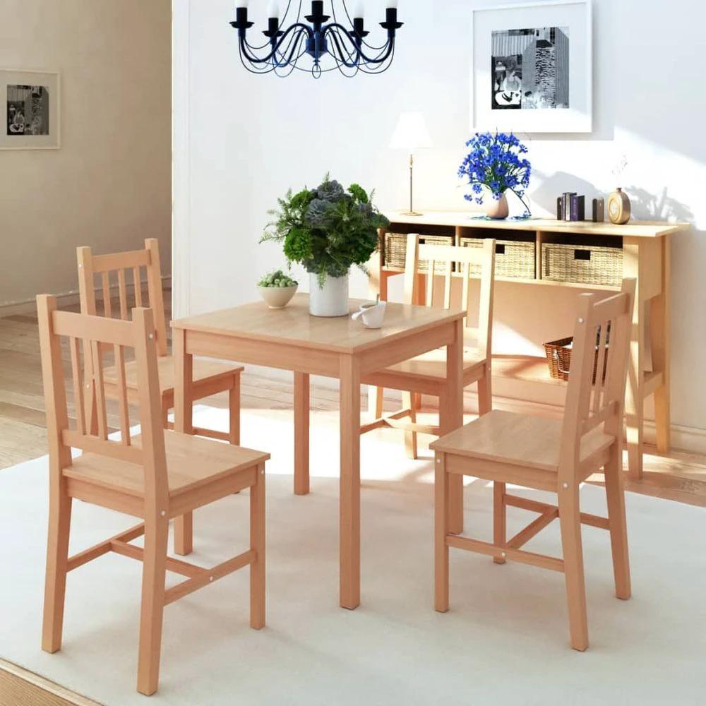 Three Piece Dining Set Pinewood vidaXL White by vidaXL
