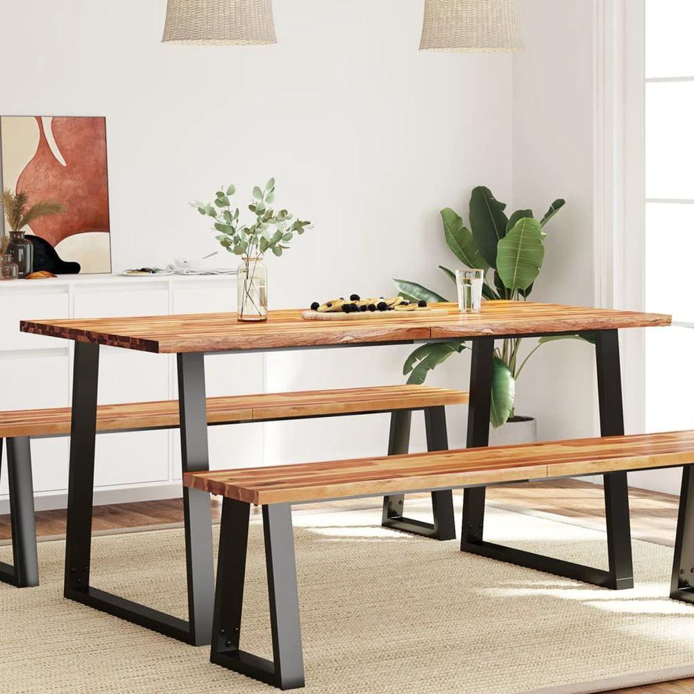 Dining Table with Live Edge 110x70x75 cm vidaXL Solid Wood Acacia by vidaXL