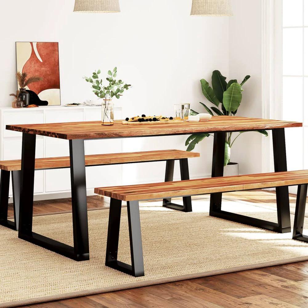 Dining Table with Live Edge 110x70x75 cm vidaXL Solid Wood Acacia by vidaXL