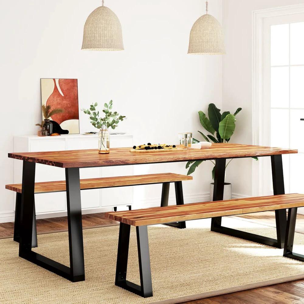 Dining Table with Live Edge 110x70x75 cm vidaXL Solid Wood Acacia by vidaXL