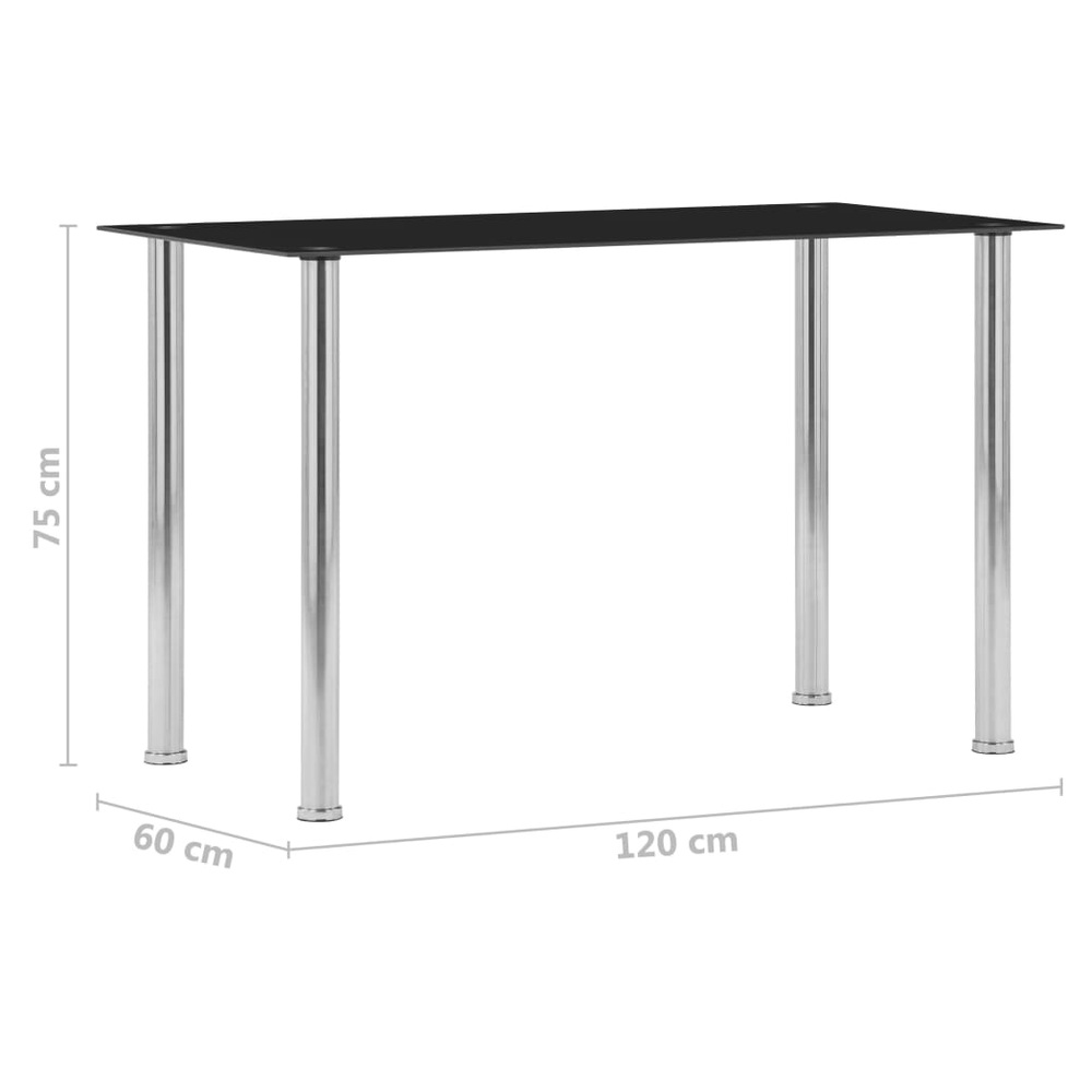 vidaXL Dining Table Black 120x60x75 cm vidaXL Tempered Glass - Uncategorized Dining Table