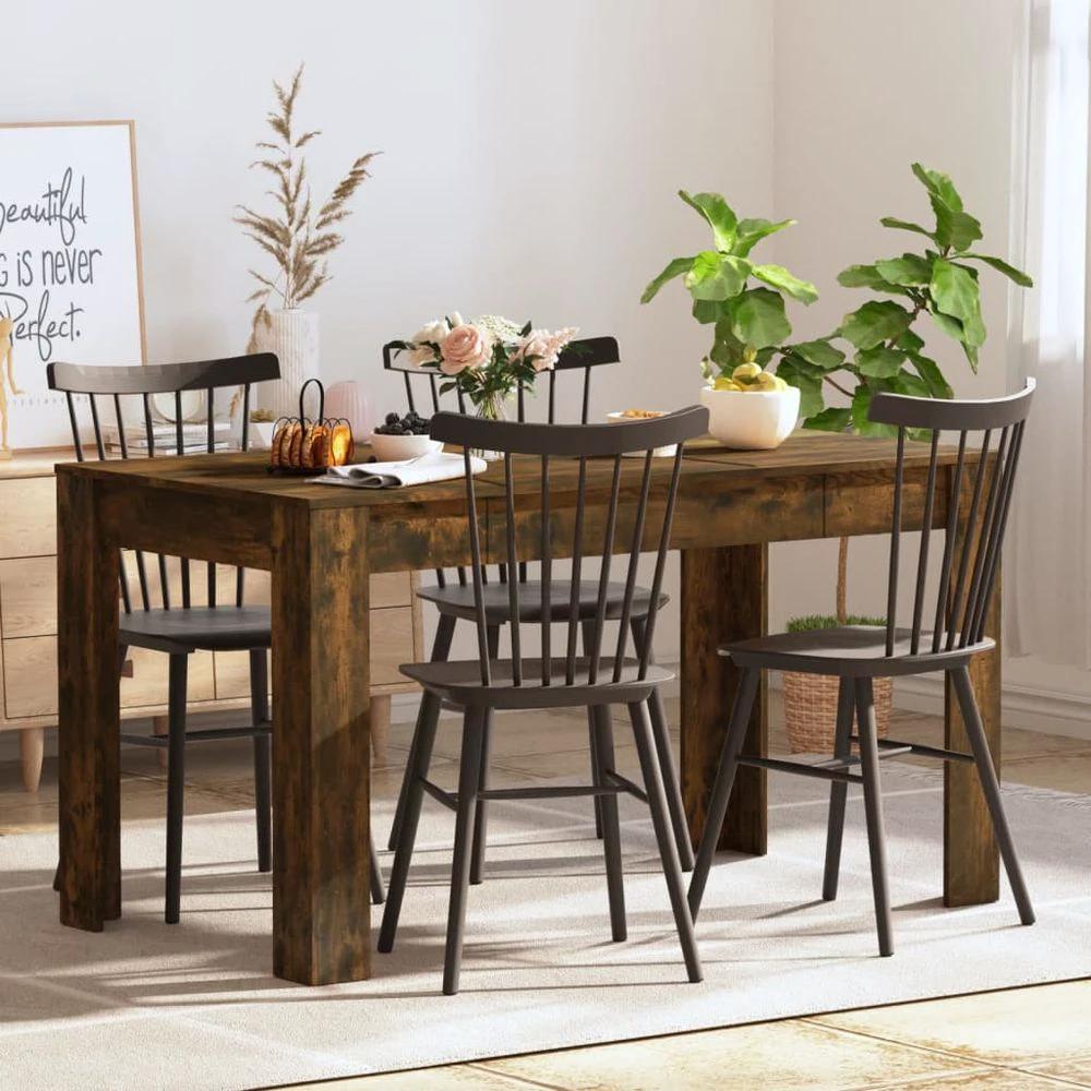 vidaXL Dining Table Smoked Oak vidaXL 140x74.5x76 cm Engineered Wood - Uncategorized Dining Table