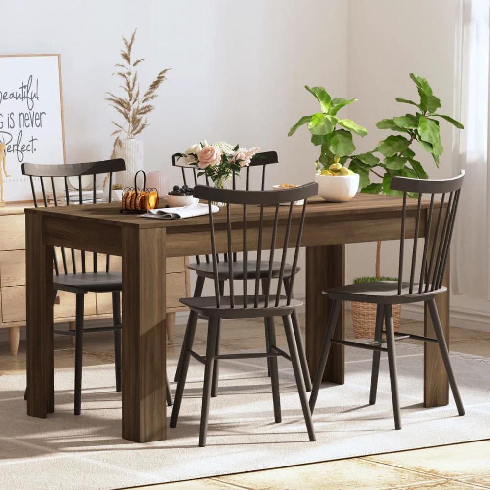 vidaXL Dining Table Smoked Oak vidaXL 140x74.5x76 cm Engineered Wood - Uncategorized Dining Table