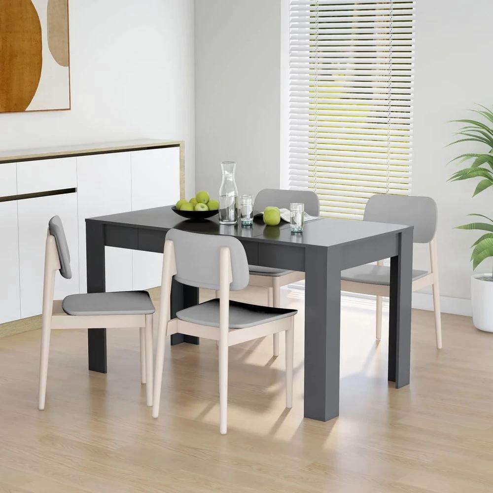 Dining Table Smoked Oak vidaXL 140x74.5x76 cm Engineered Wood by vidaXL